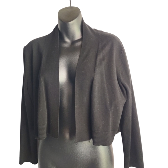 Calvin Klein Women's Black Knit Sweater Cardigan Open Front Cropped Size… - Picture 1 of 5
